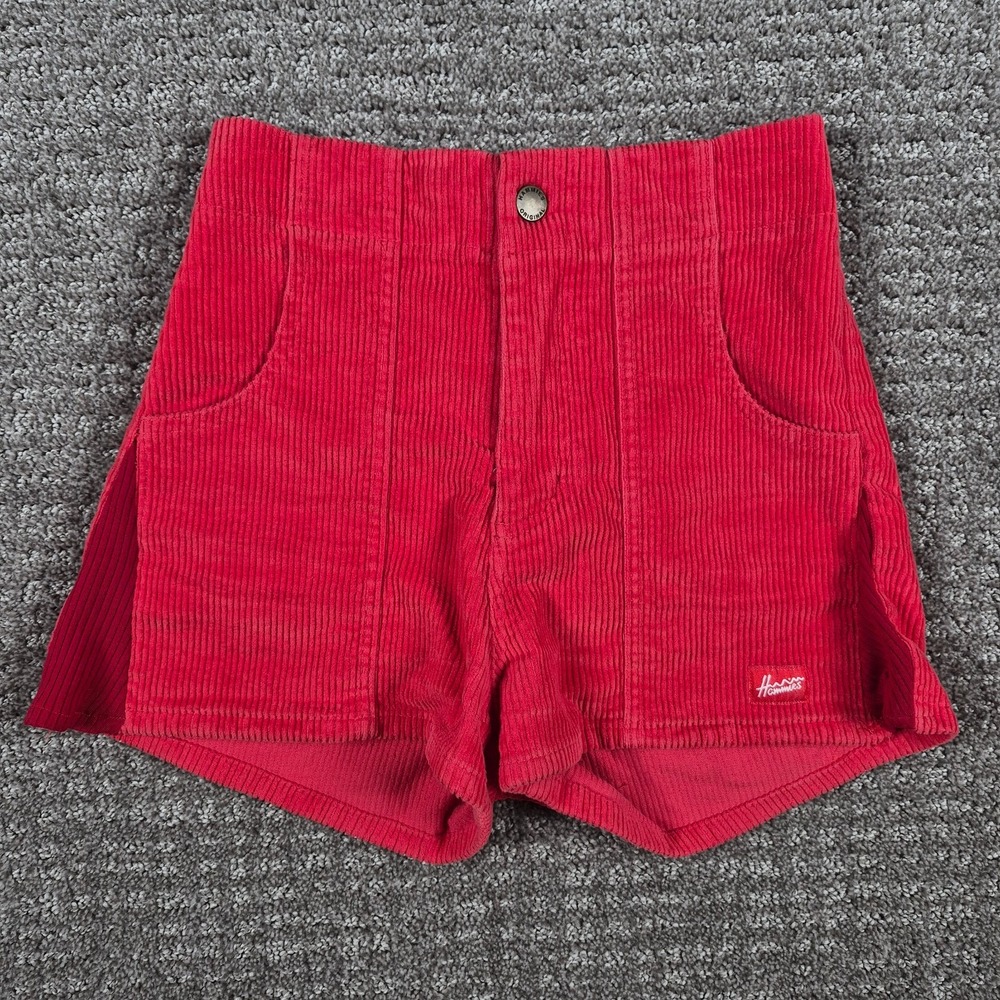 Hammies Corduroy Shorts Womens 24 Red Retro 70s Surf Style LongRiders Cord Short